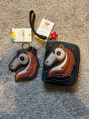 CHALA Brown Horse Wallet & Keychain Set